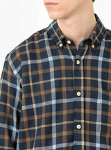 Grip Check Shirt Navy Check by forét | Couverture & The Garbstore