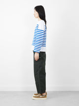 Boat Neck Striped Long Sleeve Tee White/Blue by BEAMS BOY | Couverture & The Garbstore