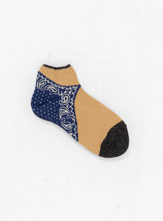 Paisley Bandana Heel Ankle Socks Beige/Navy