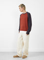 Colorblocked Raglan Crew in Brick by Stüssy at Couverture & The Garbstore
Side model 