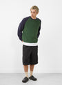 Colorblocked Raglan Crew in Green by Stüssy at Couverture & The Garbstore 
Model