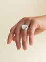 Large Pearl Heart Silver Ring At Couverture & The Garbstore By Annika Inez Front Shot
