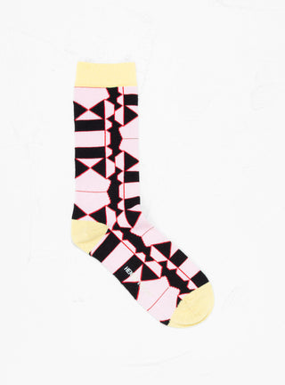 Abstract geometric print socks in pink 
