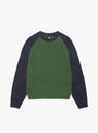 Colorblocked Raglan Crew in Green by Stüssy at Couverture & The Garbstore 
Front 