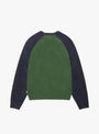 Colorblocked Raglan Crew in Green by Stüssy at Couverture & The Garbstore 
Back