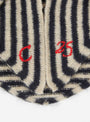 C25 Embroidered Triangle Scarf Black and Beige Stripe from Himalayan Cashmere at Couverture & The Garbstore 
detail