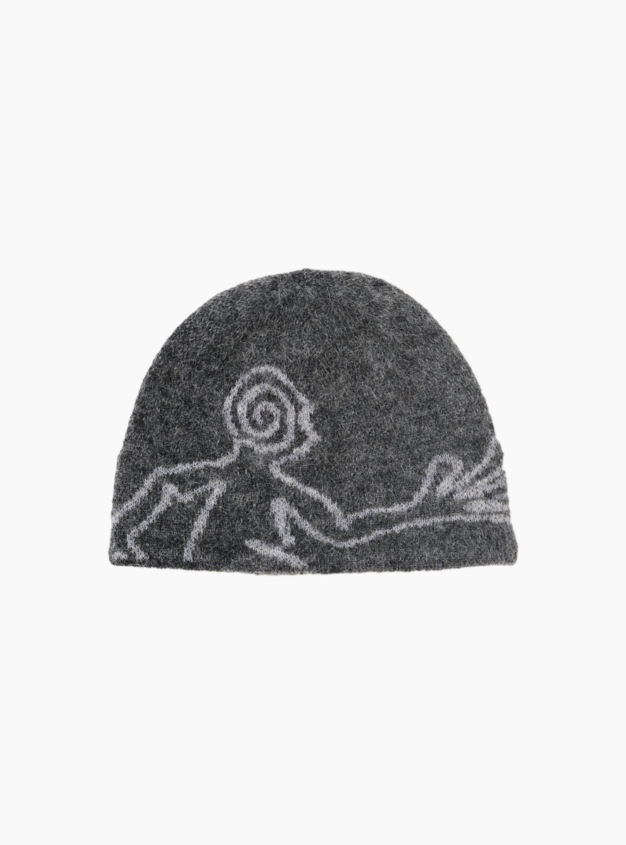 Moscot Mohair Mixed Knit Beanie Dark Grey