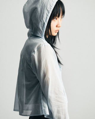 Sheer Shirring Hooded Blouse Light Blue by AMOMENTO | Couverture & The Garbstore