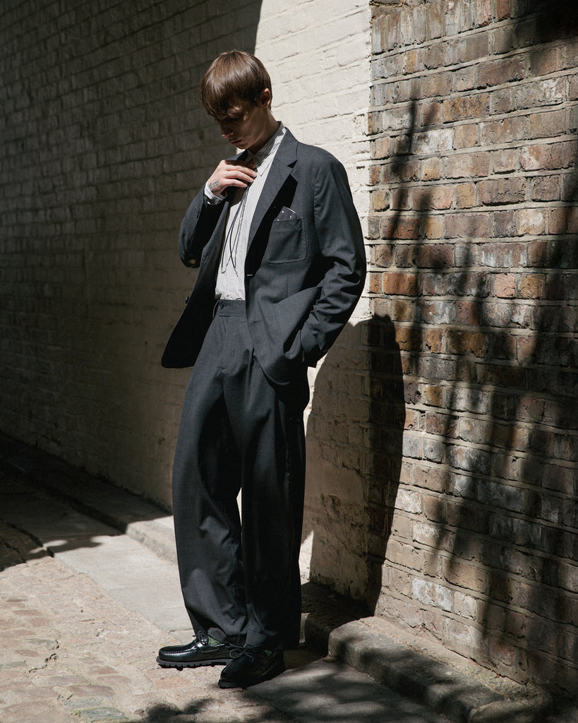 【完売品】Wool gaba square neck jacket Wool Serge Square Jacket Top Navy by Kaptain Sunshine | Couverture