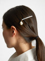 Drop Pearl Hair Pin Silver At Couverture & The Garbstore Model Shot
