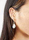 Reverse Droplet Glass Pearl Earrings Gold Tone