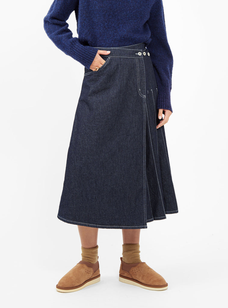 Pleated Wrap Skirt Indigo by BEAMS BOY | Couverture & The Garbstore