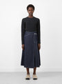 Pleated Wrap Skirt Indigo by BEAMS BOY at Couverture and The Garbstore full profile