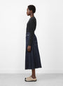 Pleated Wrap Skirt Indigo by BEAMS BOY at Couverture and The Garbstore side profile