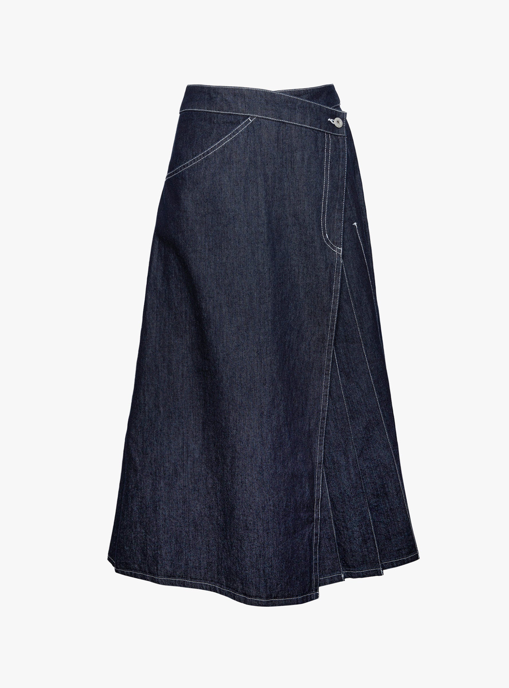 R Wrapped Pleated Skirt Indigo Indigo Beams Boy (ghost) at Couverture & The Garbstore