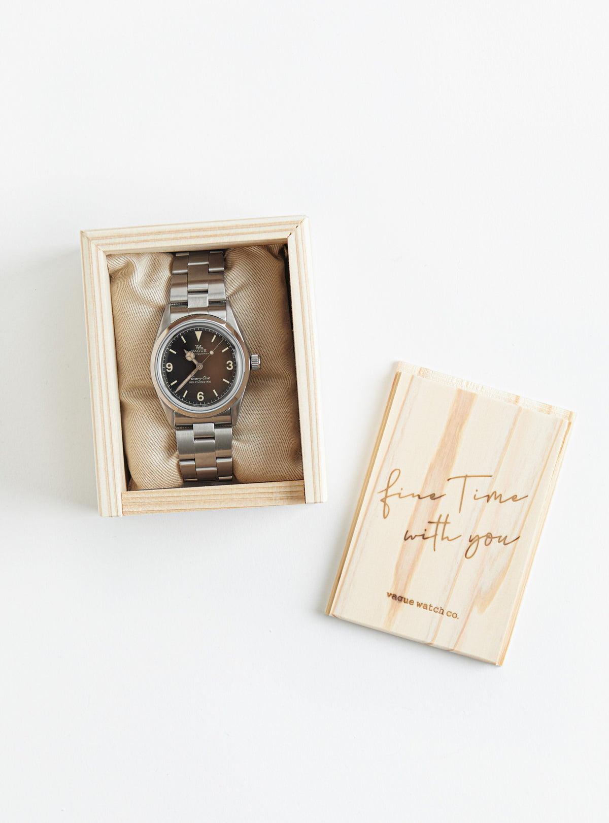 Every-One Steel 34 Watch Black & Silver by Vague Watch Co 