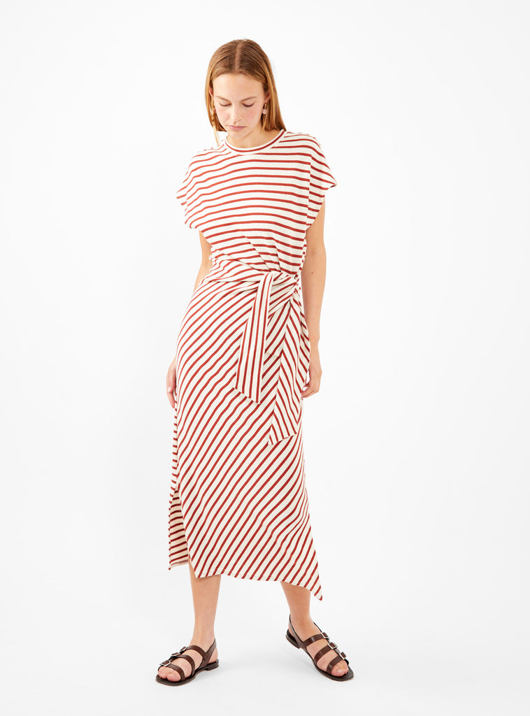 Vanina Cinched Waist Dress Red Stripe by Apiece Apart | Couverture & The Garbstore