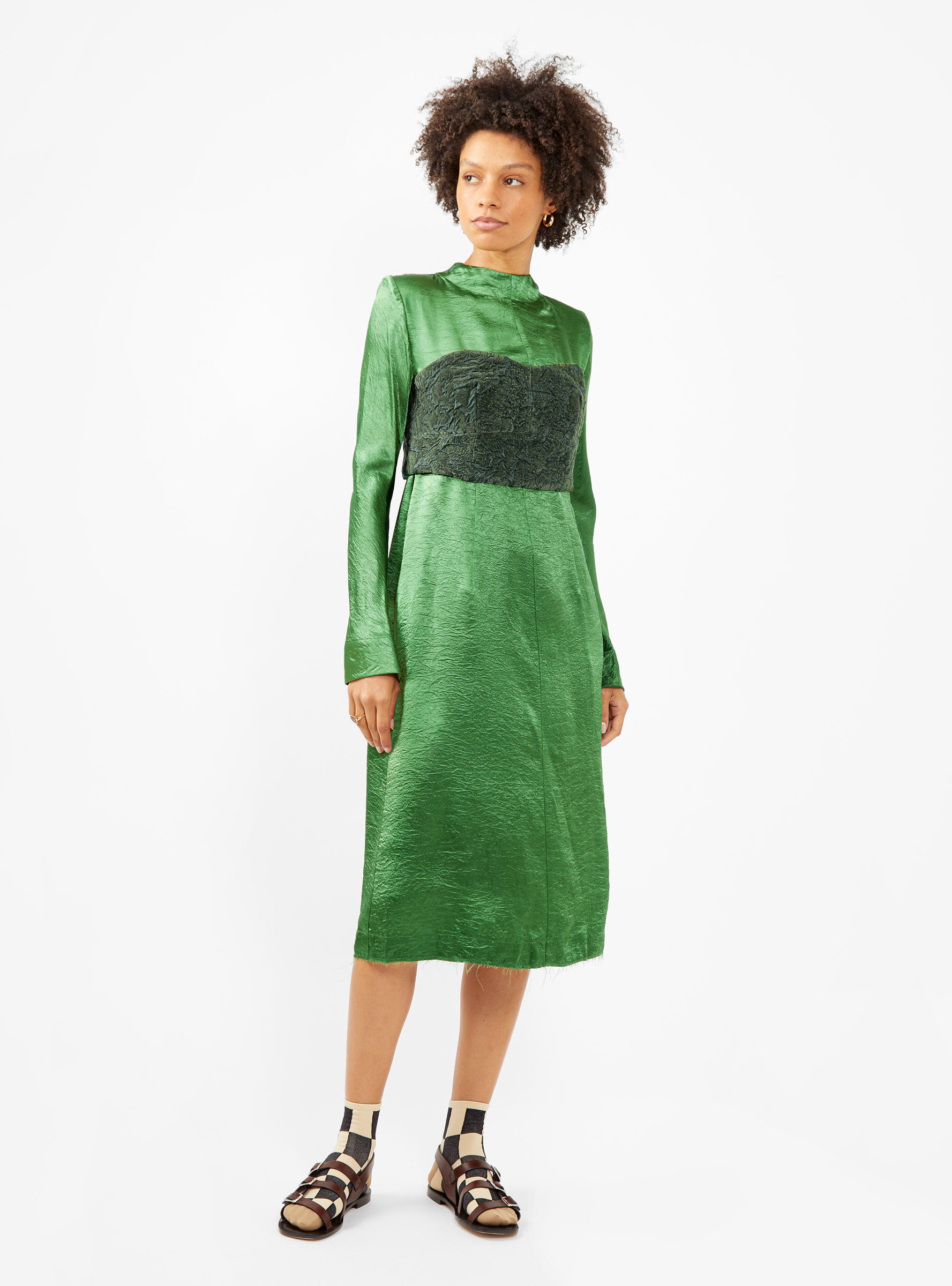 Crushed Satin Dress Light Green by TOGA PULLA | Couverture & The Garbstore Crushed Satin Dress Light Green by TOGA PULLA | Couverture & The Garbstore