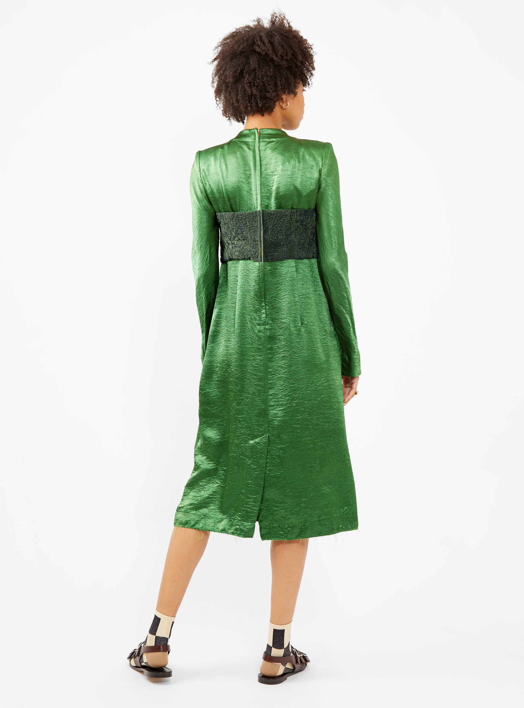 Crushed Satin Dress Light Green by TOGA PULLA | Couverture & The Garbstore Crushed Satin Dress Light Green by TOGA PULLA | Couverture & The Garbstore