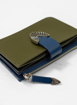 Small Leather Wallet Khaki & Blue by TOGA PULLA | Couverture & The Garbstore