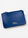 Small Leather Wallet Khaki & Blue