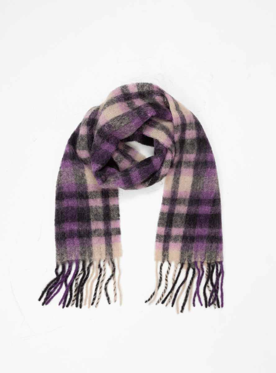 Sliced Wool Scarf Purple Check by Henrik Vibskov | Couverture & The ...