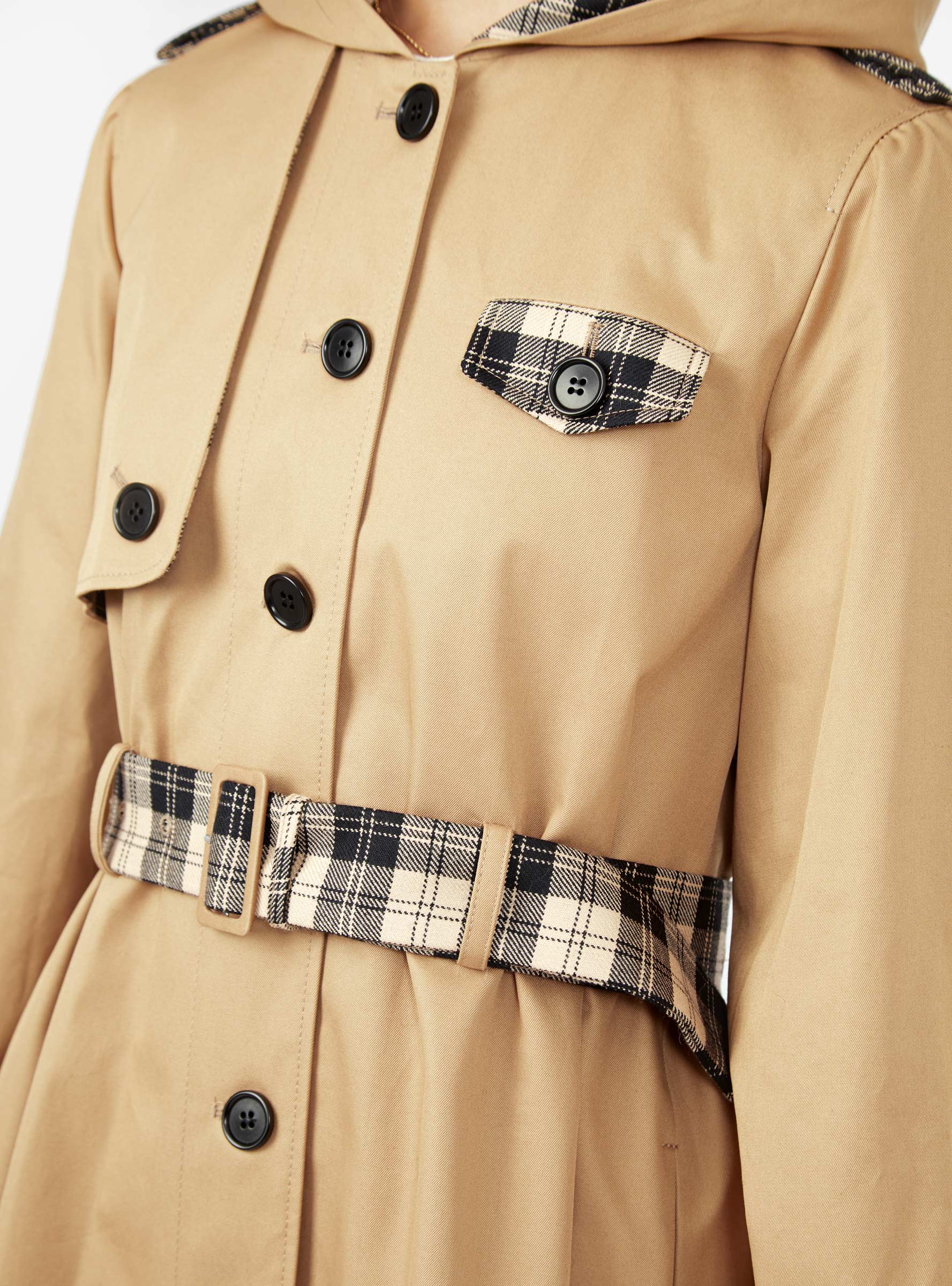 Aspen Trench Coat Camel Black by Shrimps Couverture The