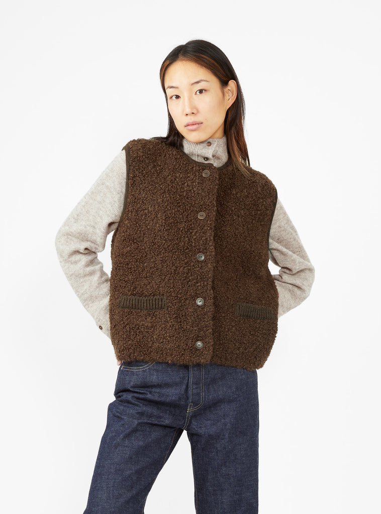 Wool & Mohair Waistcoat Brown by Cordera | Couverture & The Garbstore