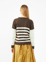 Rosa Wool Cardigan Brown & Ecru Stripe by Cawley | Couverture & The Garbstore