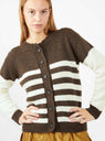 Rosa Wool Cardigan Brown & Ecru Stripe by Cawley | Couverture & The Garbstore