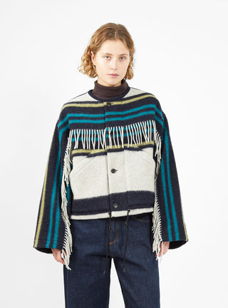 Nuclear Wool Blanket Jacket Beige & Blue Stripe by Girls of Dust | Couverture & The Garbstore