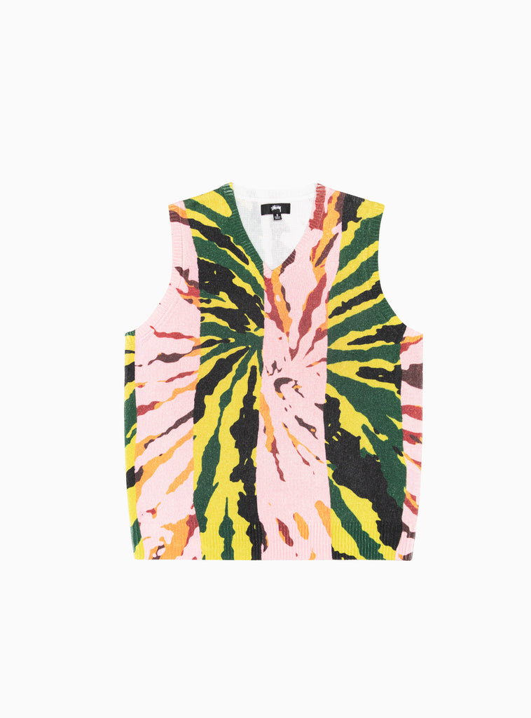 Printed Sweater Vest Pink & Green by Stüssy | Couverture & The Garbstore