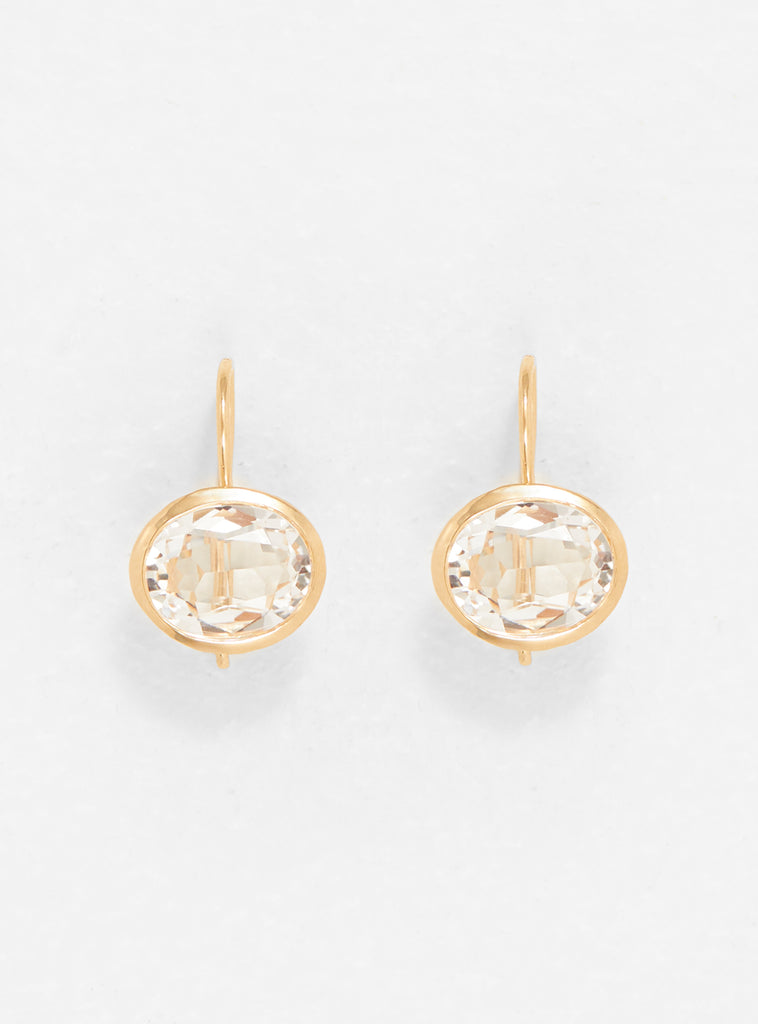 Stone Glass Gold Plated Drop Earrings
