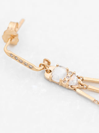 Moonstone & Diamond Long Dangling Earrings by Celine Daoust