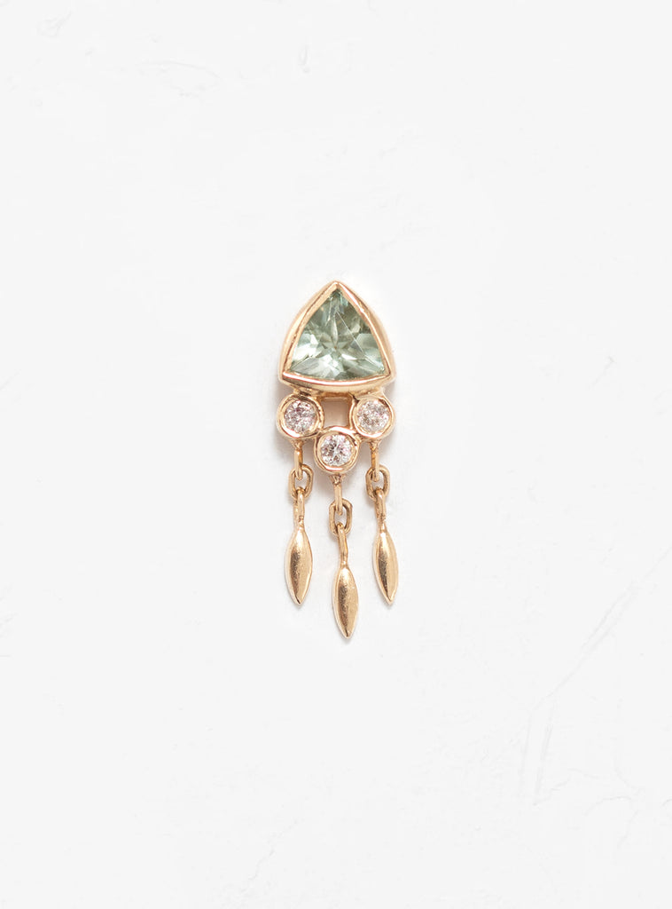 Light Green Tourmaline & Diamonds Single Earring Gold by Celine Daoust | Couverture & The Garbstore