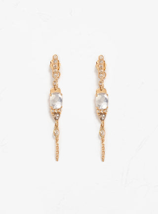 Moonstone & Diamonds Long Earrings Gold by Celine Daoust