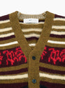Wool Jacquard Knit Cardigan Dark Red