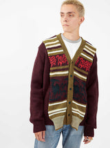 Wool Jacquard Knit Cardigan Dark Red by TOGA VIRILIS | Couverture & The Garbstore