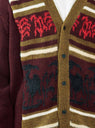 Wool Jacquard Knit Cardigan Dark Red
