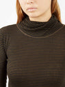 Vinny Roll Neck T-shirt Brown & Black Stripe