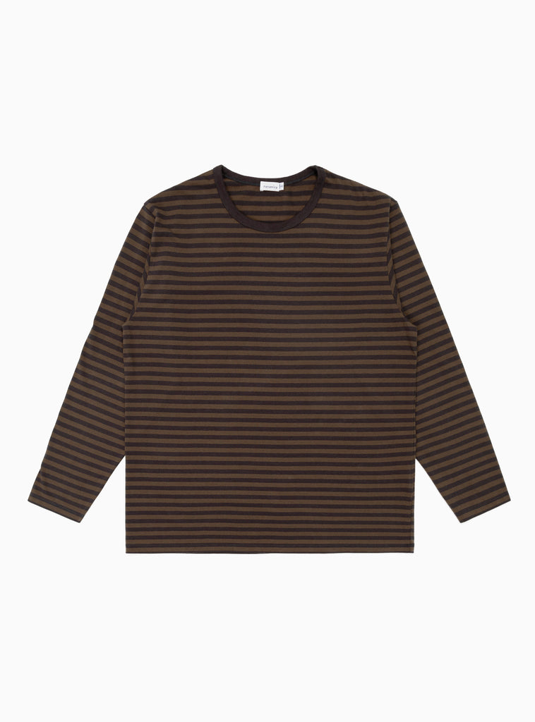 COOLMAX Stripe Long Sleeve Tee Brown & Charcoal by nanamica | Couverture & The Garbstore