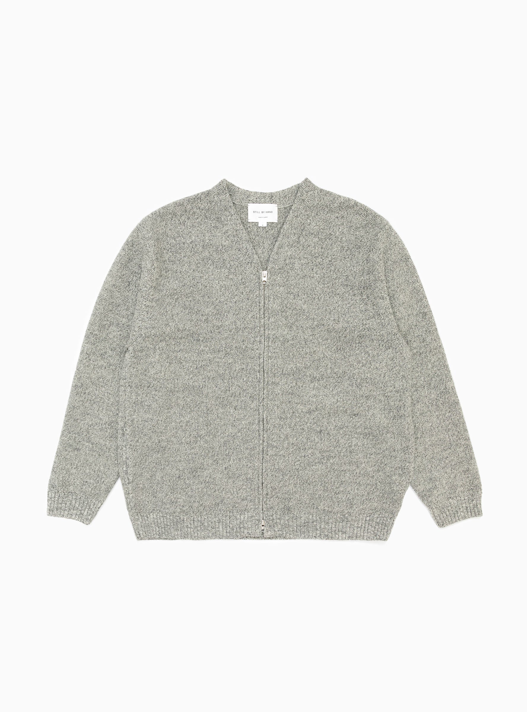 Zip Up Cardigan Light Grey by Still By Hand | Couverture & The Garbstore