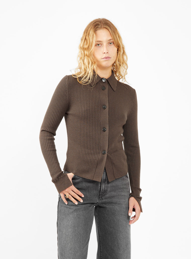 Knitted Rib Shirt Chestnut Brown by mfpen | Couverture & The Garbstore