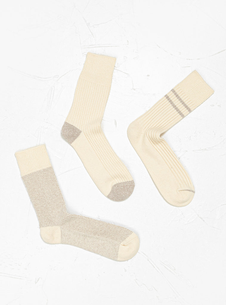 Recycled Daily Socks 3 Pack Off White & Grey by ROTOTO | Couverture & The Garbstore