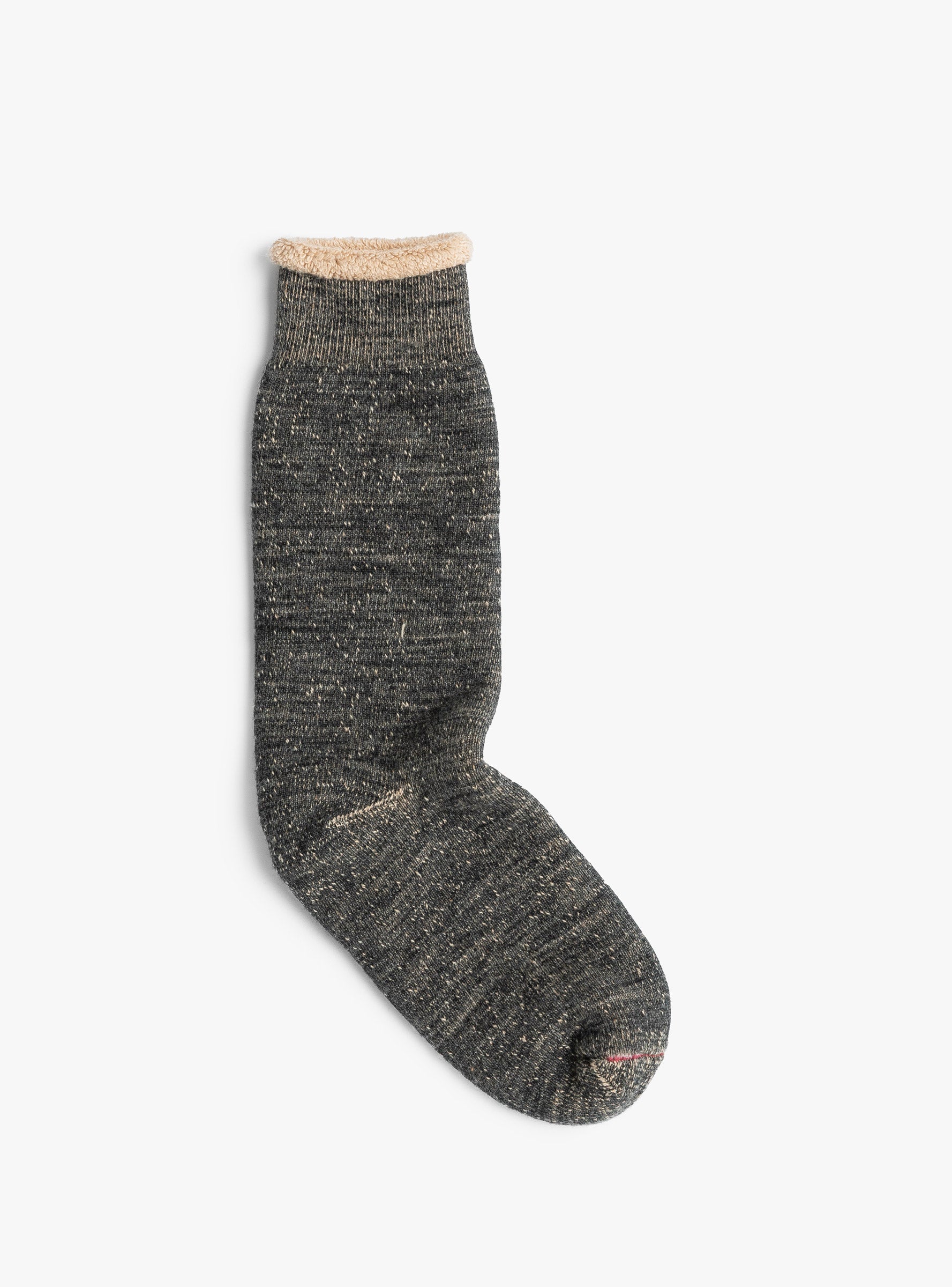 Double Face Merino Wool Crew Socks Black & Brown ROTOTO (top view) at Couverture & The Garbstore