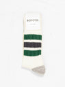 Coarse Ribbed Oldschool Socks Off White, Green & Charcoal