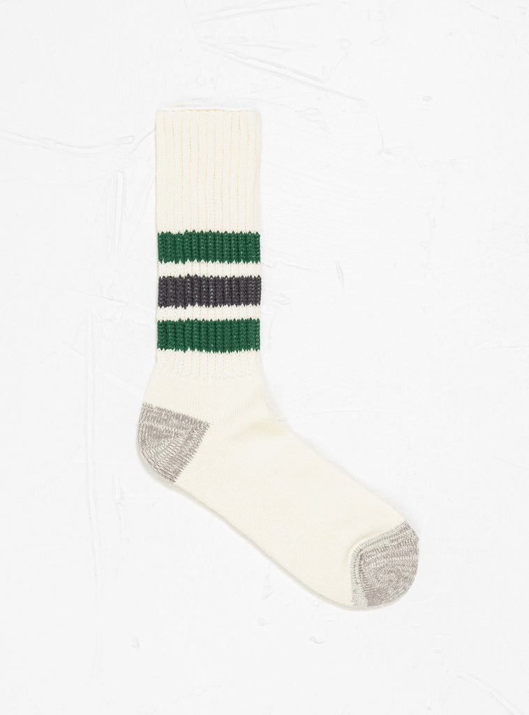 Coarse Ribbed Oldschool Socks Off White, Green & Charcoal by ROTOTO | Couverture & The Garbstore