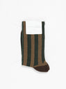Buren Wool Sporty Crew Socks Olive Stripe