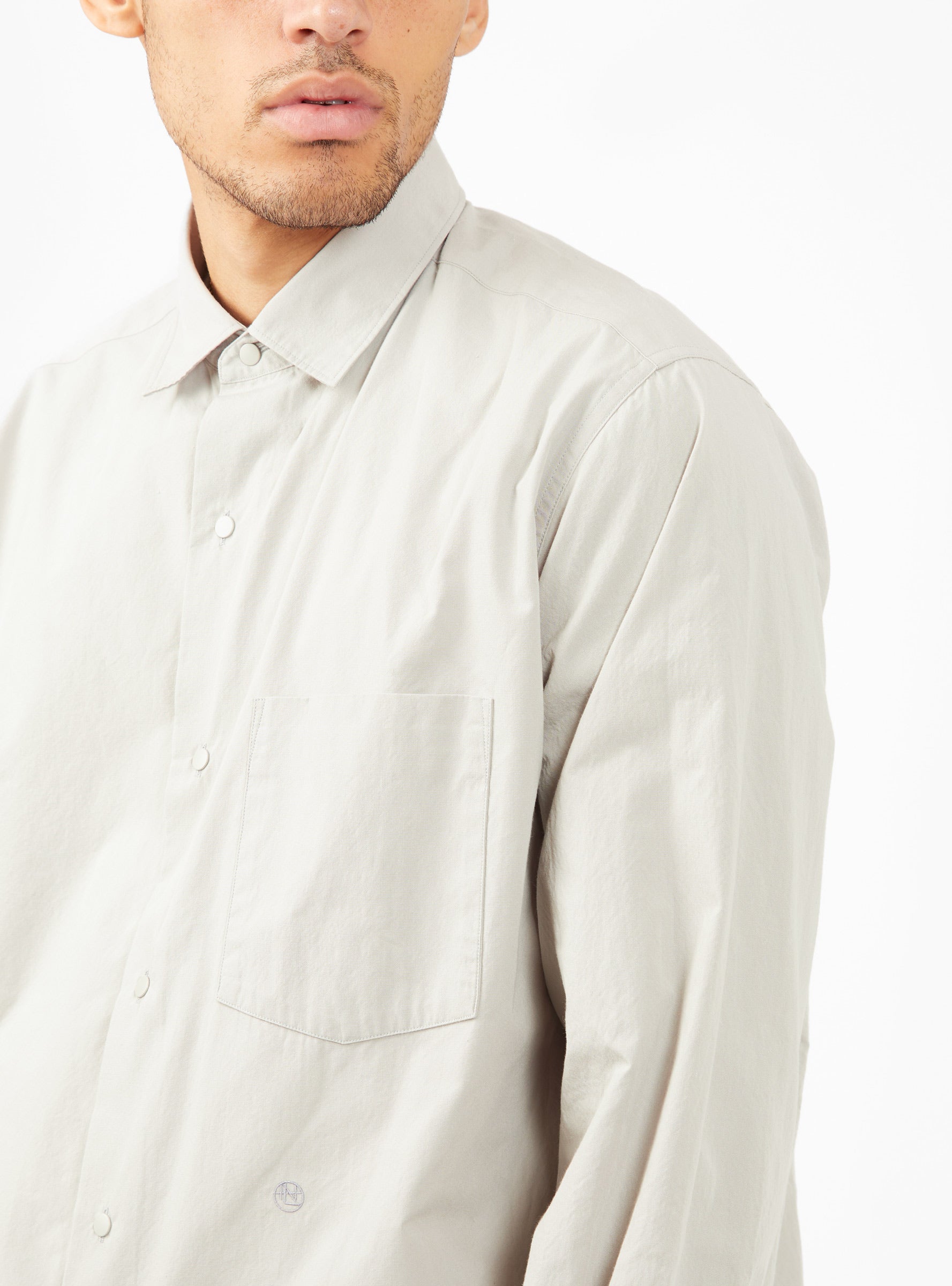 Wind Regular Collar Shirt Light Grey by nanamica | Couverture & The ...