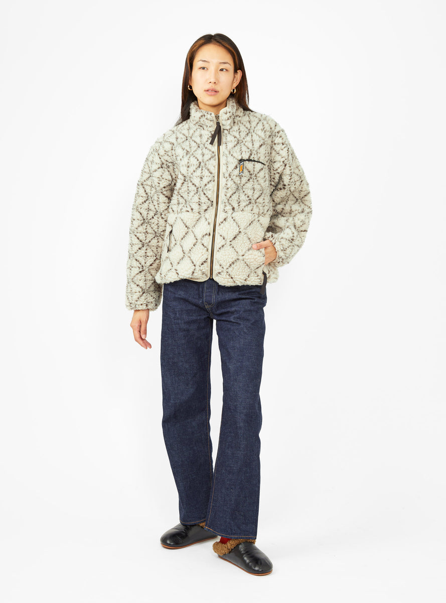 Do-Gi Sashiko Boa Fleece Reversible Jacket Ecru by Kapital